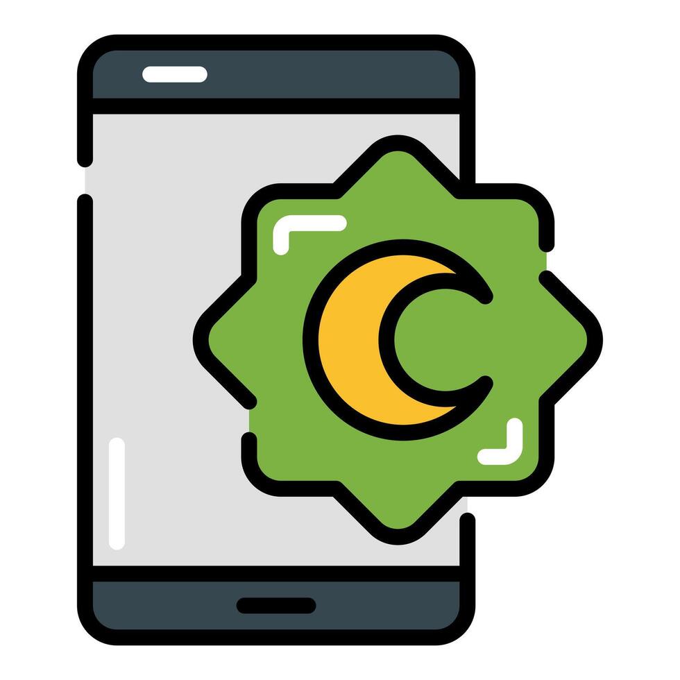 Islamic Mobile Application Simple Line Icon Logo Symbol vector