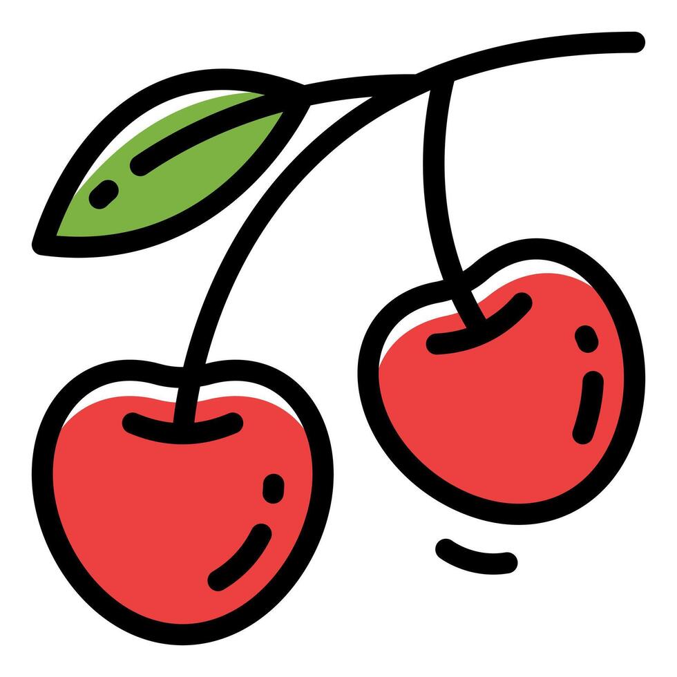Cherry Simple Line Icon Logo Symbol vector