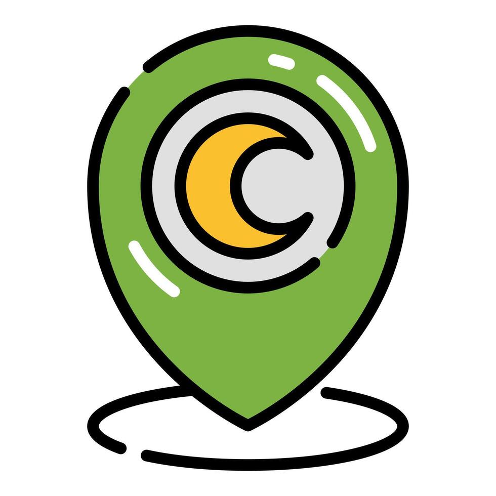 Mosque Pin Location Simple Line Icon Logo Symbol vector