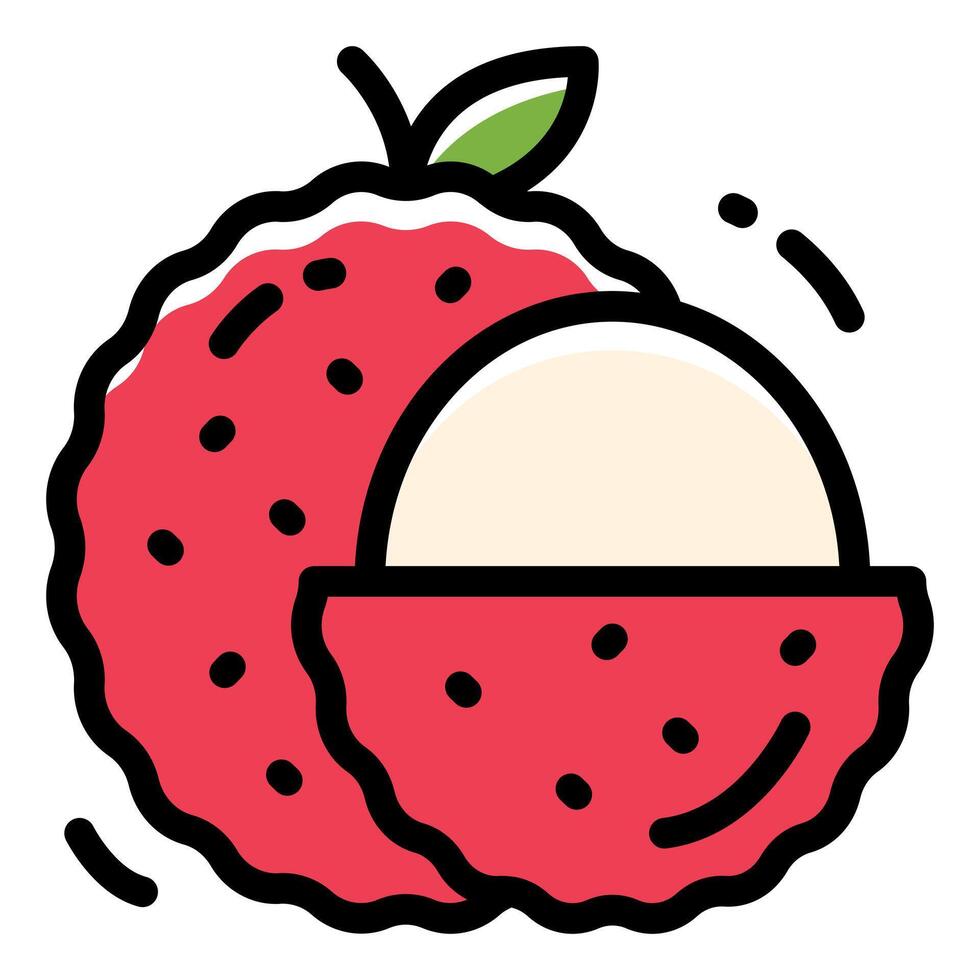 Lychee Simple Line Icon Logo Symbol vector