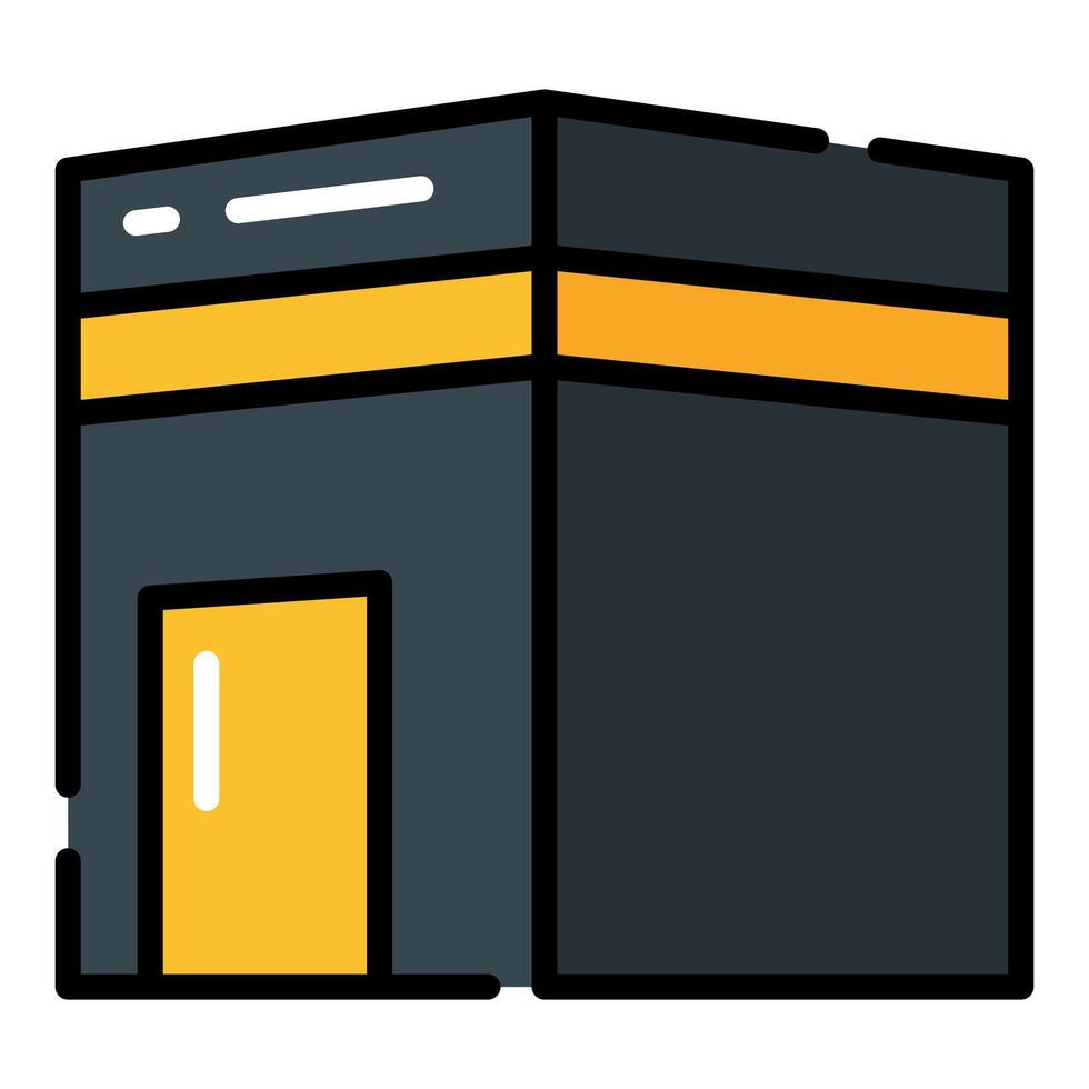 Kaaba in Mecca Simple Line Icon Logo Symbol vector