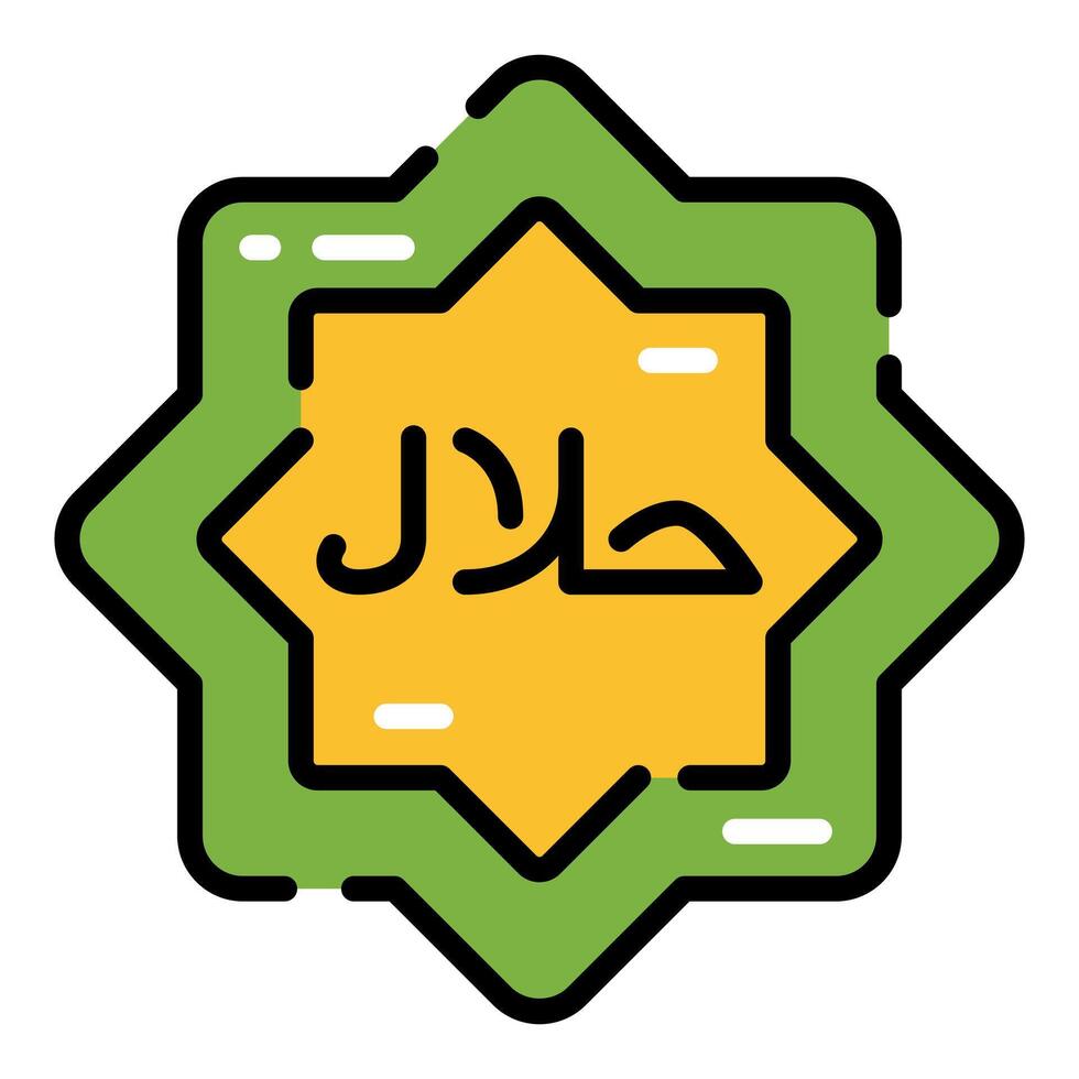 Halal Label for Muslim Food Simple Line Icon Logo Symbol vector
