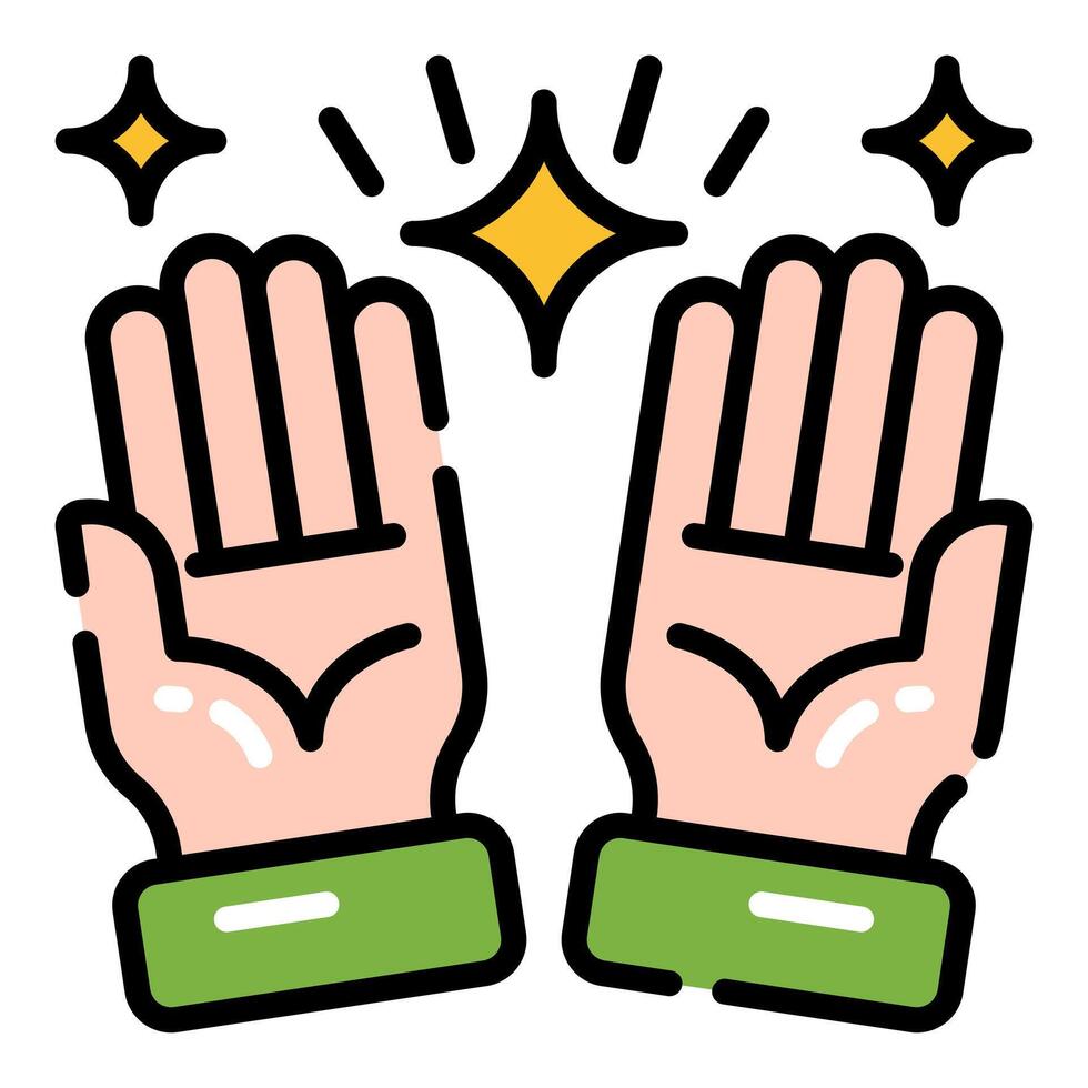 Open Hands for Praying Muslim Simple Line Icon Logo Symbol vector