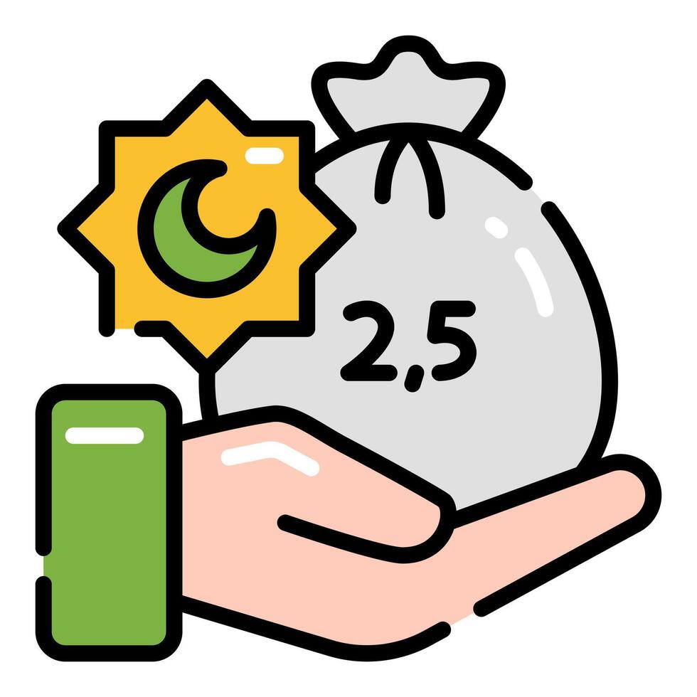 Islamic Zakat Donation Simple Line Icon Logo Symbol vector