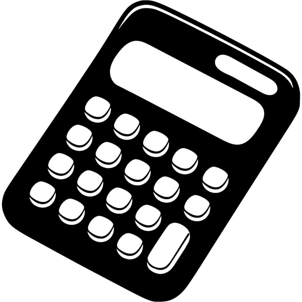 Push button electronic calculator to simplify calculations in monochrome. Simple minimalistic in black ink drawing on white background vector