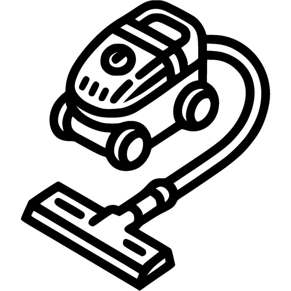 Classic home vacuum cleaner doodle icon. Device for cleaning home and premises. Simple minimalistic symbol in black on white background vector
