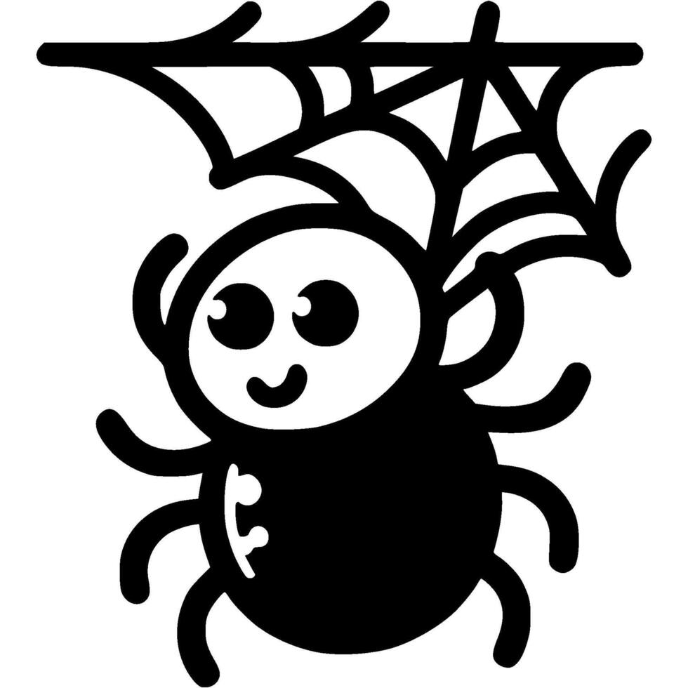 House spider weaves a web icon. Simple minimalistic in black ink drawing on white background vector