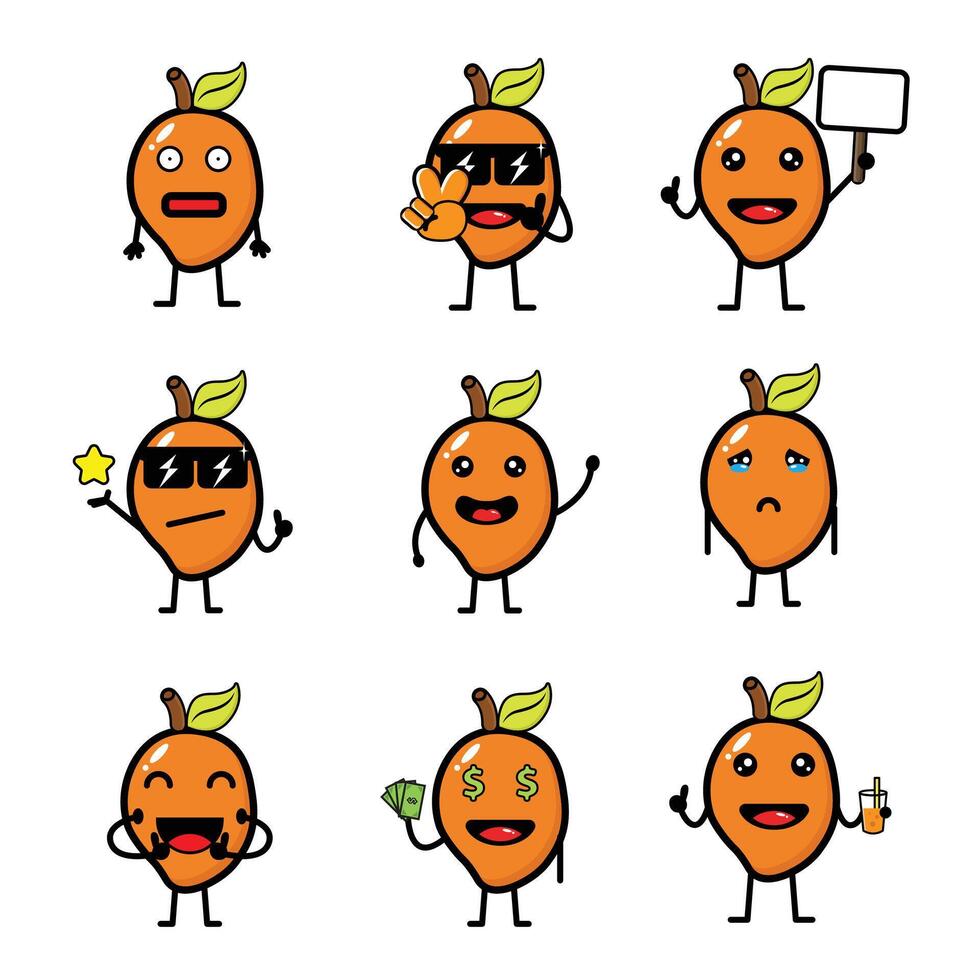 character mascot design mango set vector