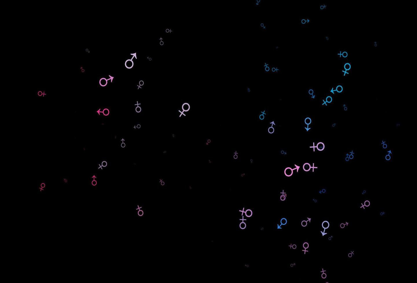 Dark blue, red pattern with gender elements. vector