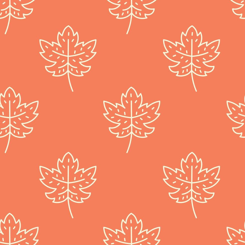 Maple Leaf Doodle Seamless Pattern vector