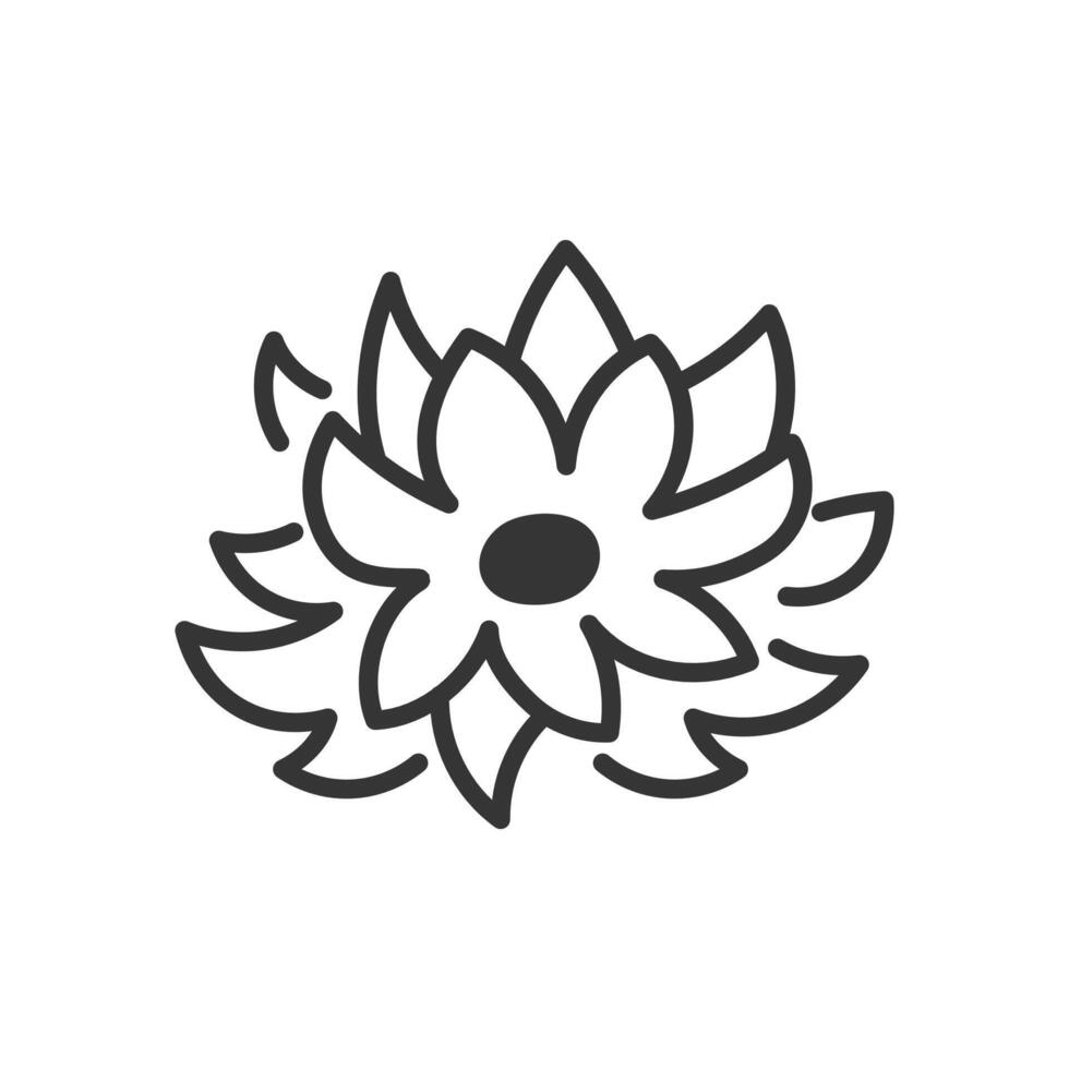 Lotus Flower Doodle Line Icon vector