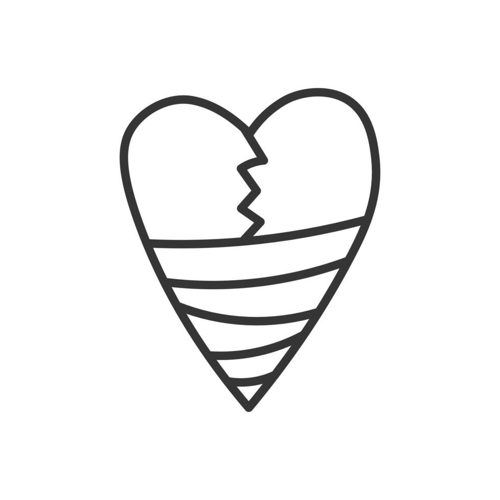 Broken Heart Healing Doodle Line Icon vector