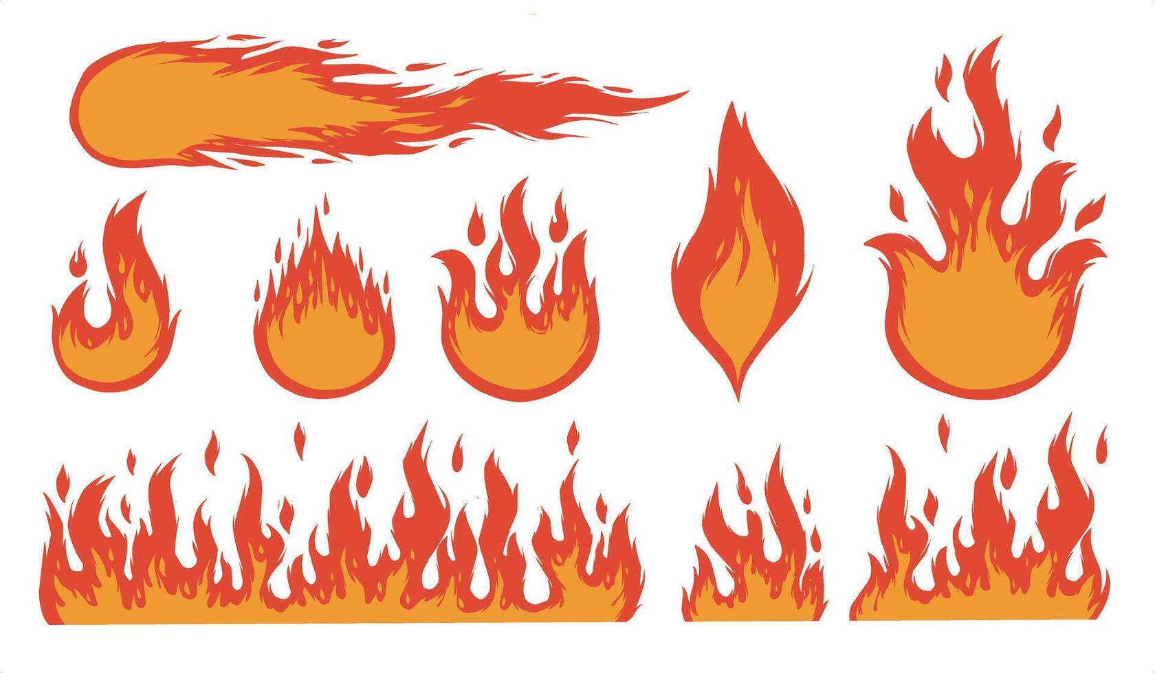 set of fire flames illustration vector