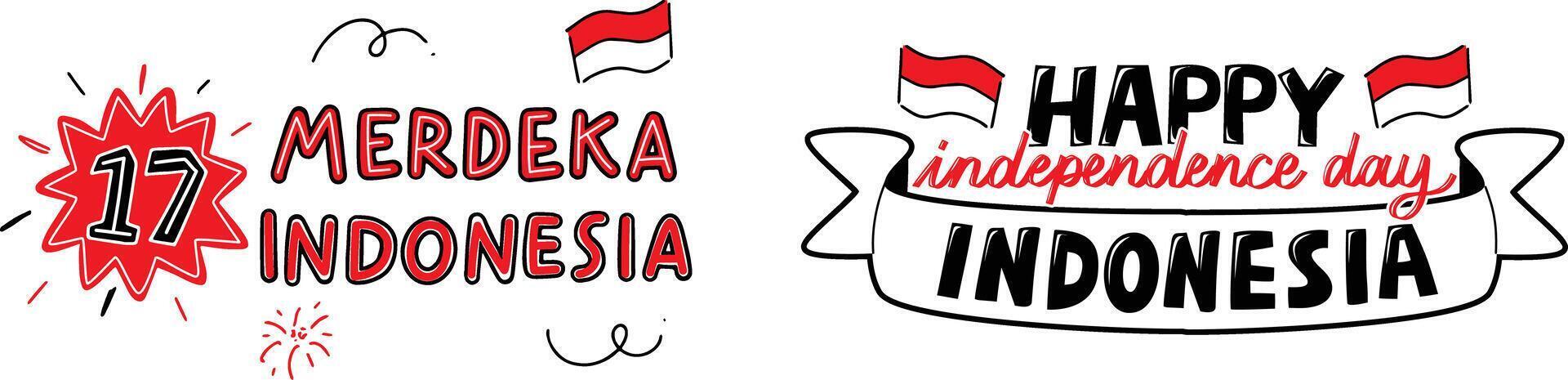 Red White Lettering Theme Indonesia Independence vector