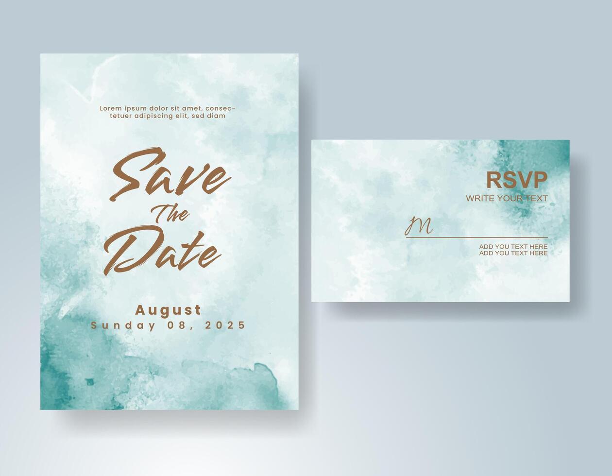 Wedding invitation with abstract watercolor background vector