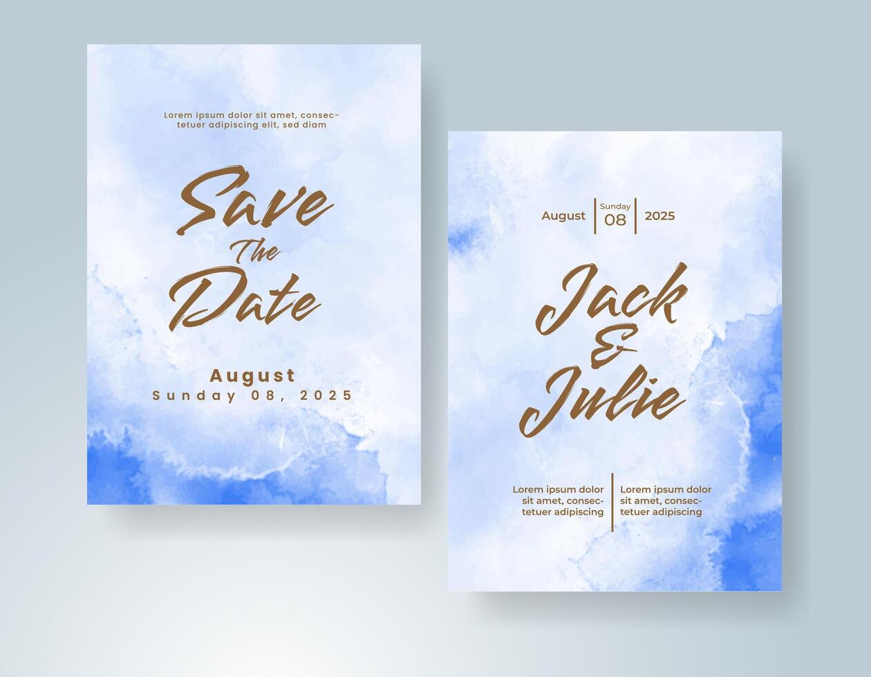 Wedding invitation with abstract watercolor background vector