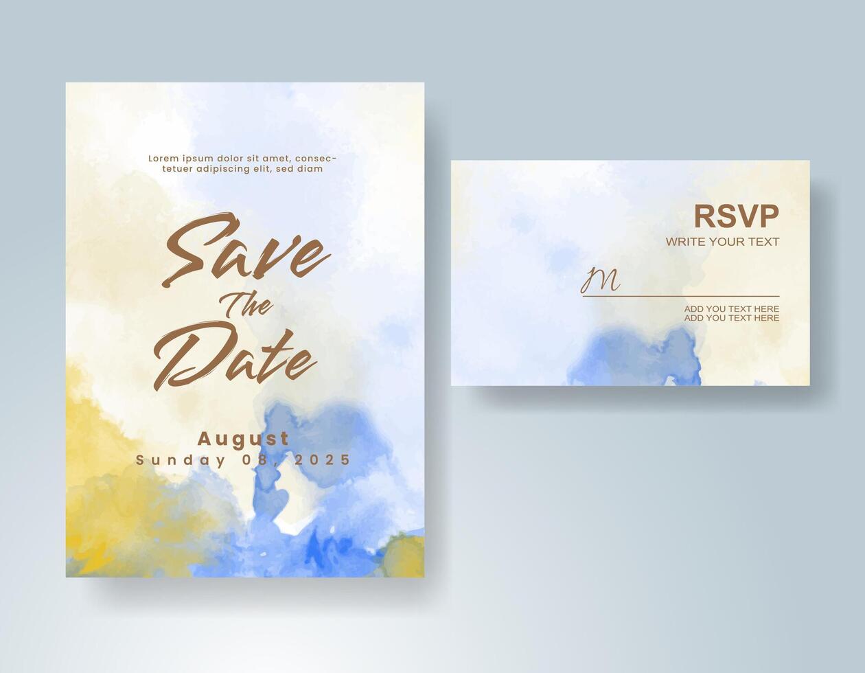Wedding invitation with abstract watercolor background vector