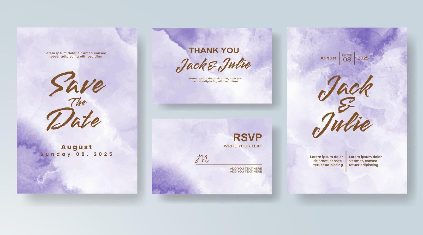 Wedding invitation with abstract watercolor background vector