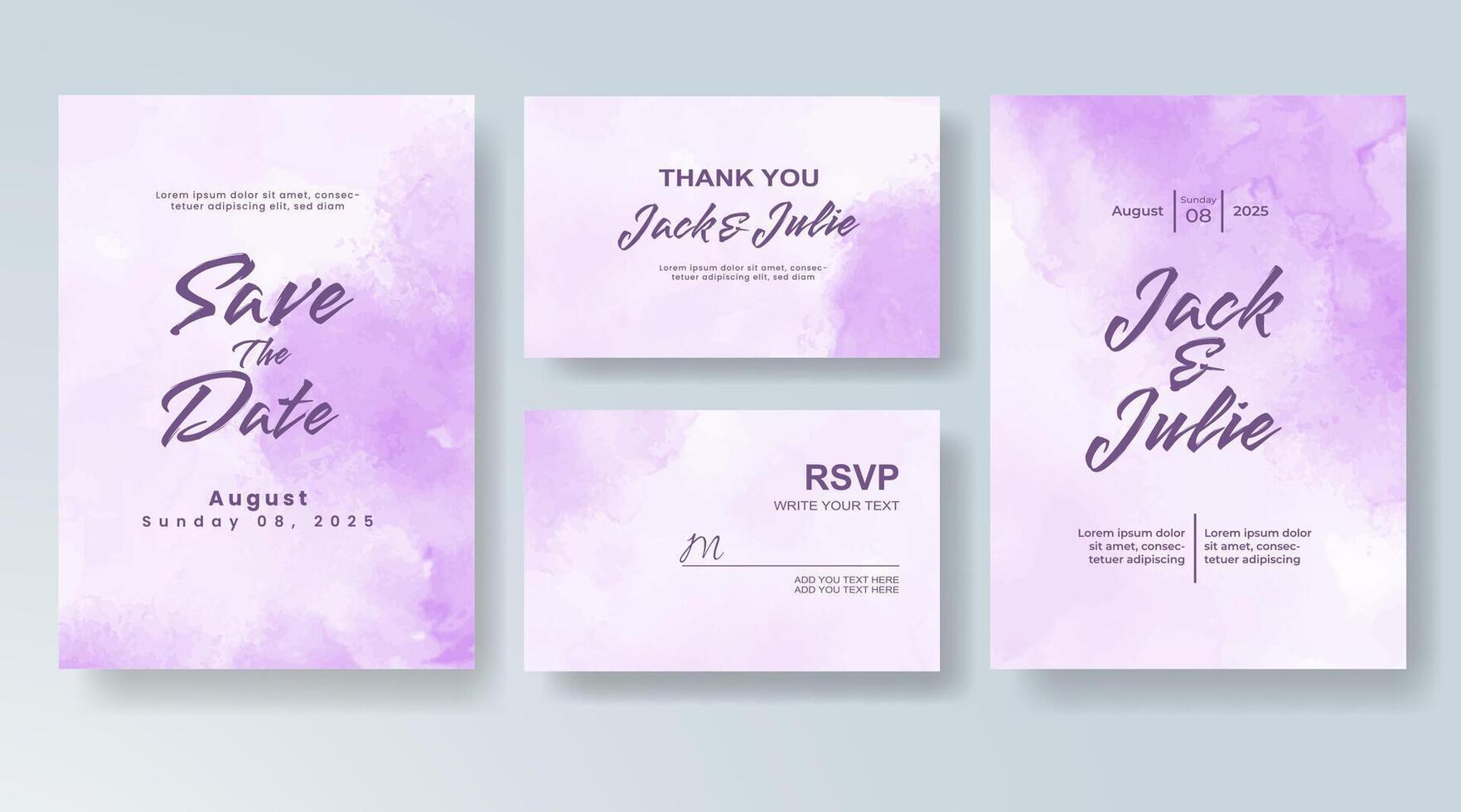 Wedding invitation with abstract watercolor background vector
