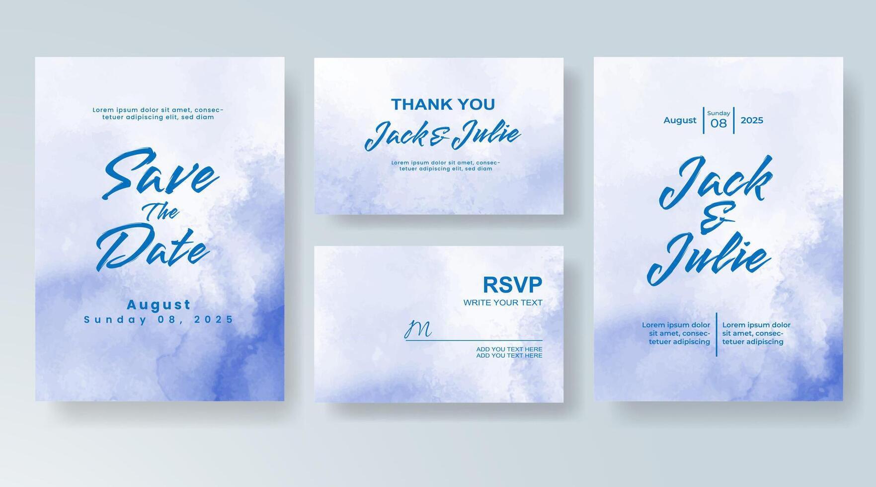 Wedding invitation with abstract watercolor background vector