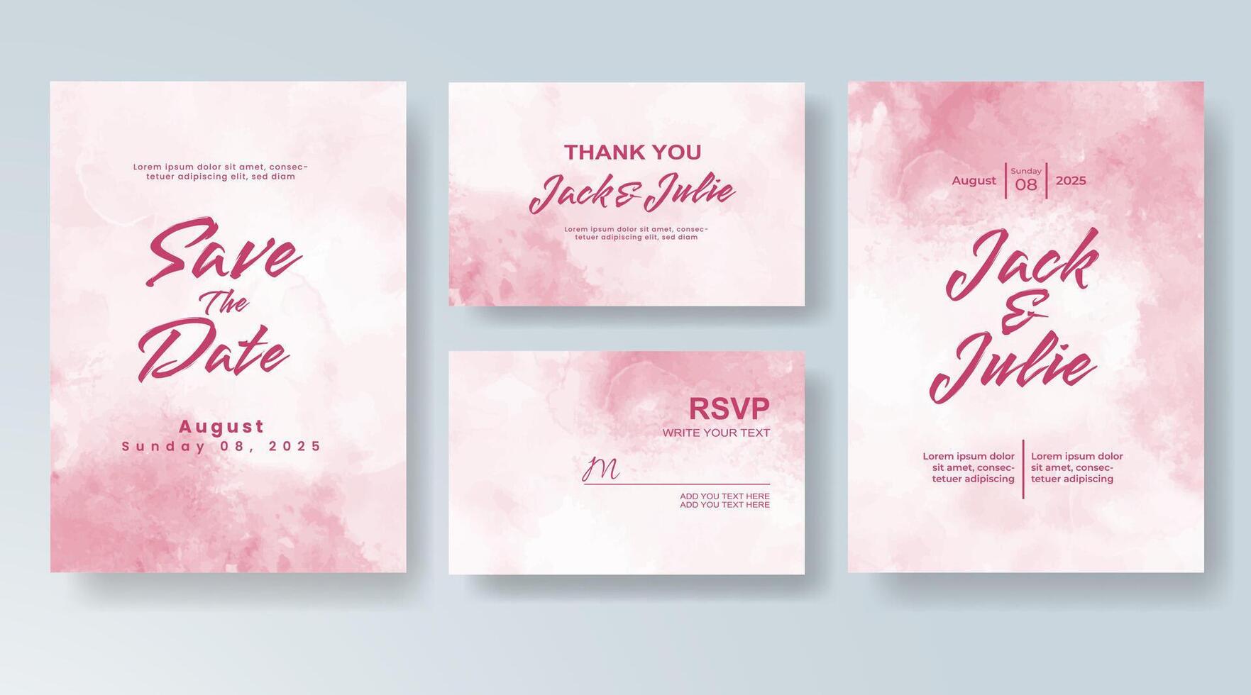 Wedding invitation with abstract watercolor background vector