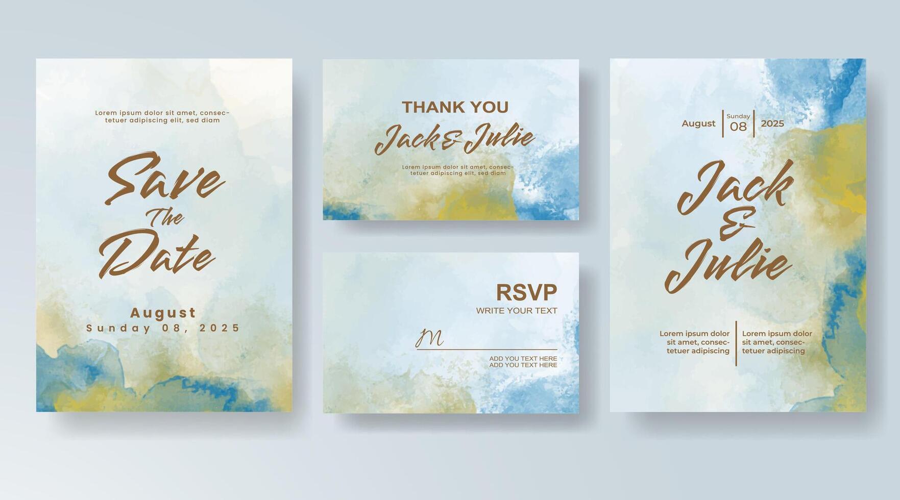 Wedding invitation with abstract watercolor background vector