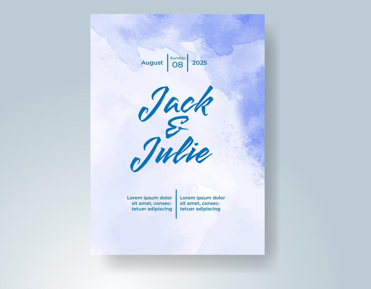 Wedding invitation with abstract watercolor background vector