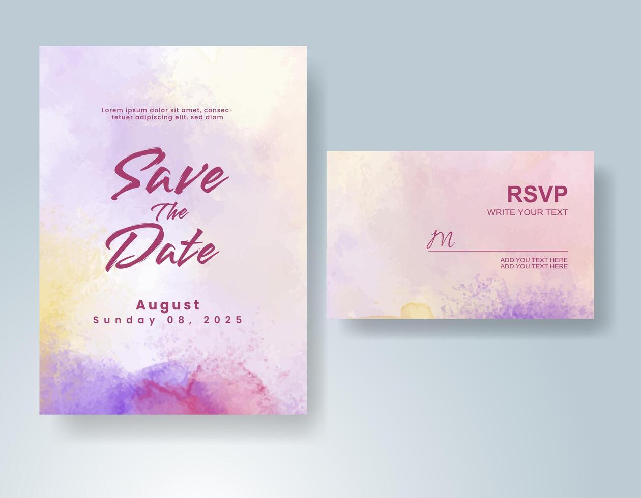 Wedding invitation with abstract watercolor background vector