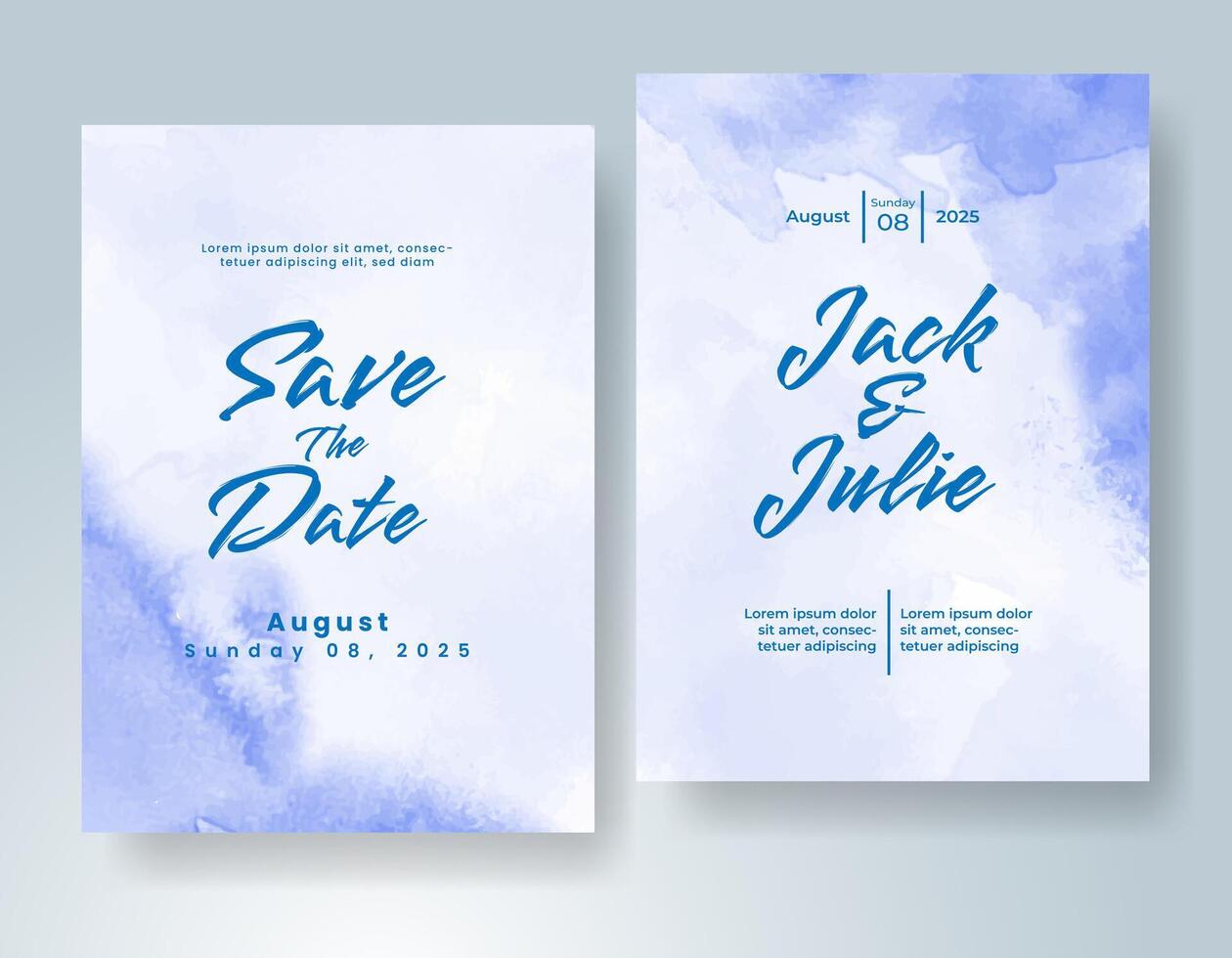Wedding invitation with abstract watercolor background vector