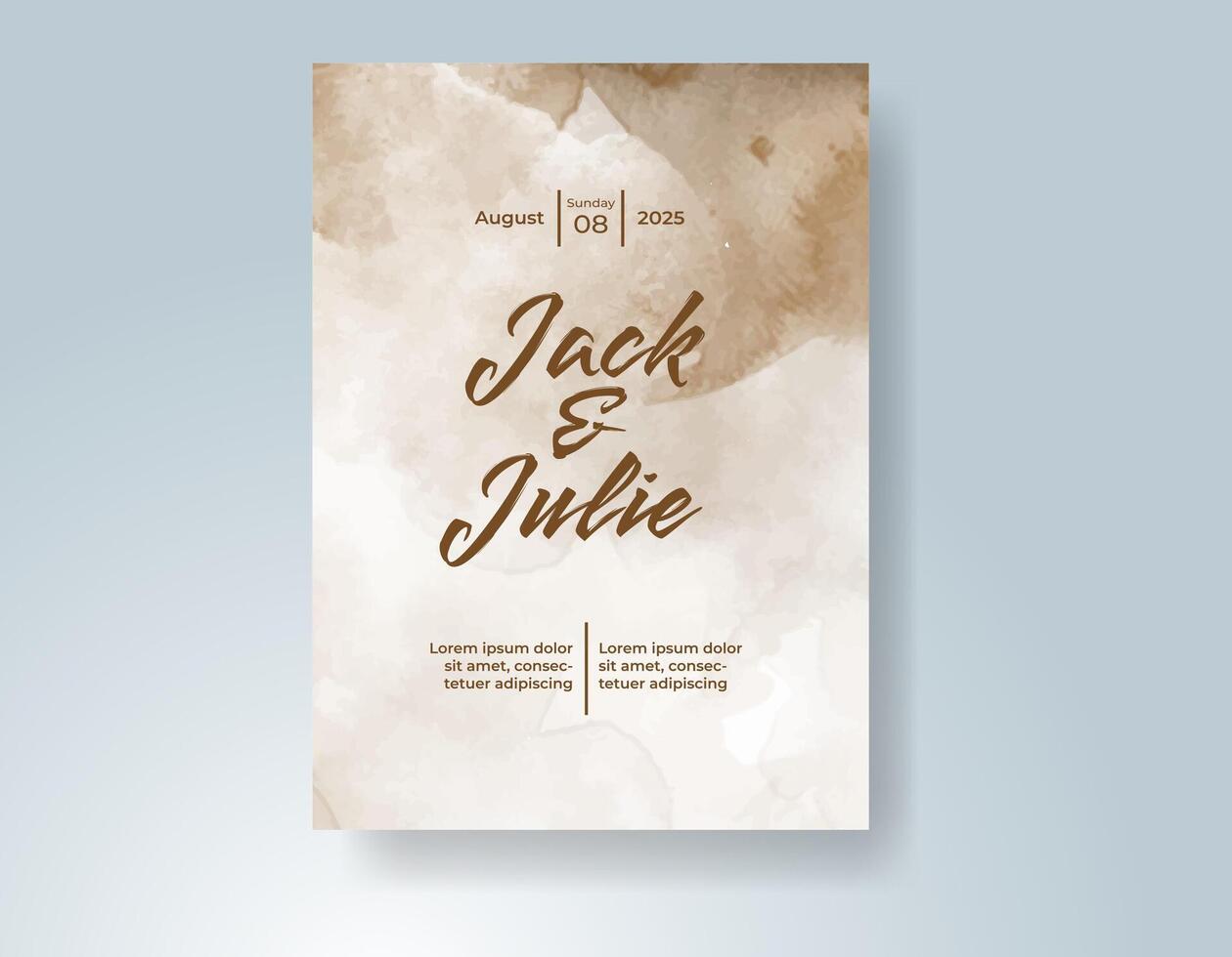 Wedding invitation with abstract watercolor background vector