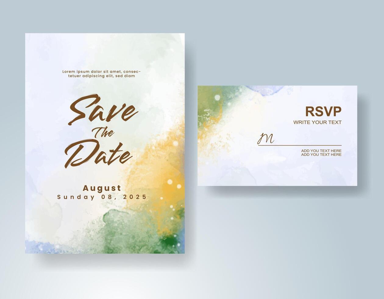Wedding invitation with abstract watercolor background vector