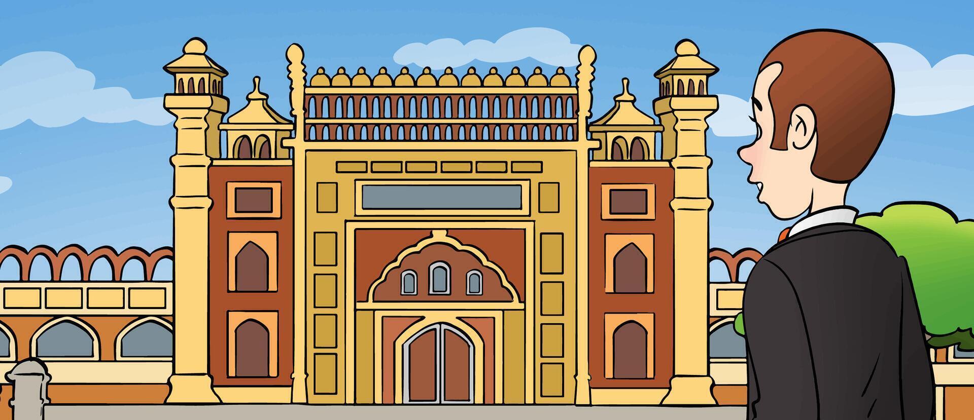 Main entrance gate of the Taj Mahal Agra, India. vector