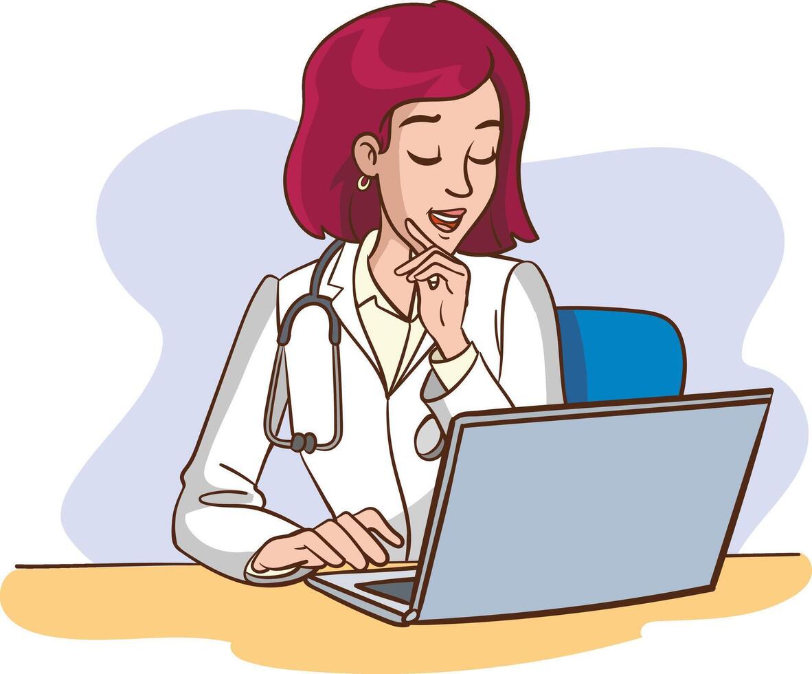 Female doctor in the hospital. Medicine concept illustration. vector