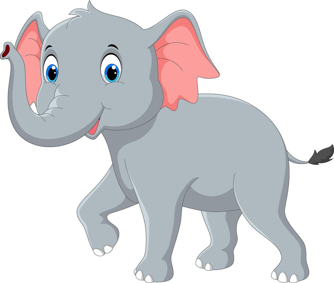 Cartoon elephant on white background vector