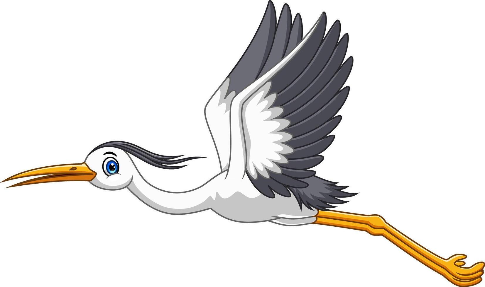 Cartoon cute white stork bird on white background vector