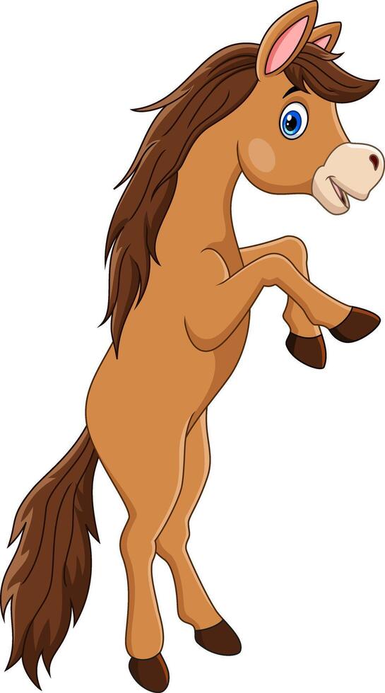 Cartoon happy horse on white background vector