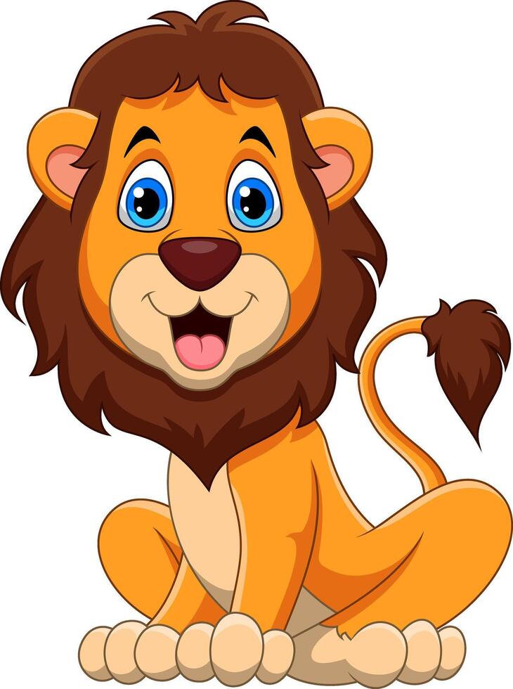 Cartoon happy lion isolated on white background vector