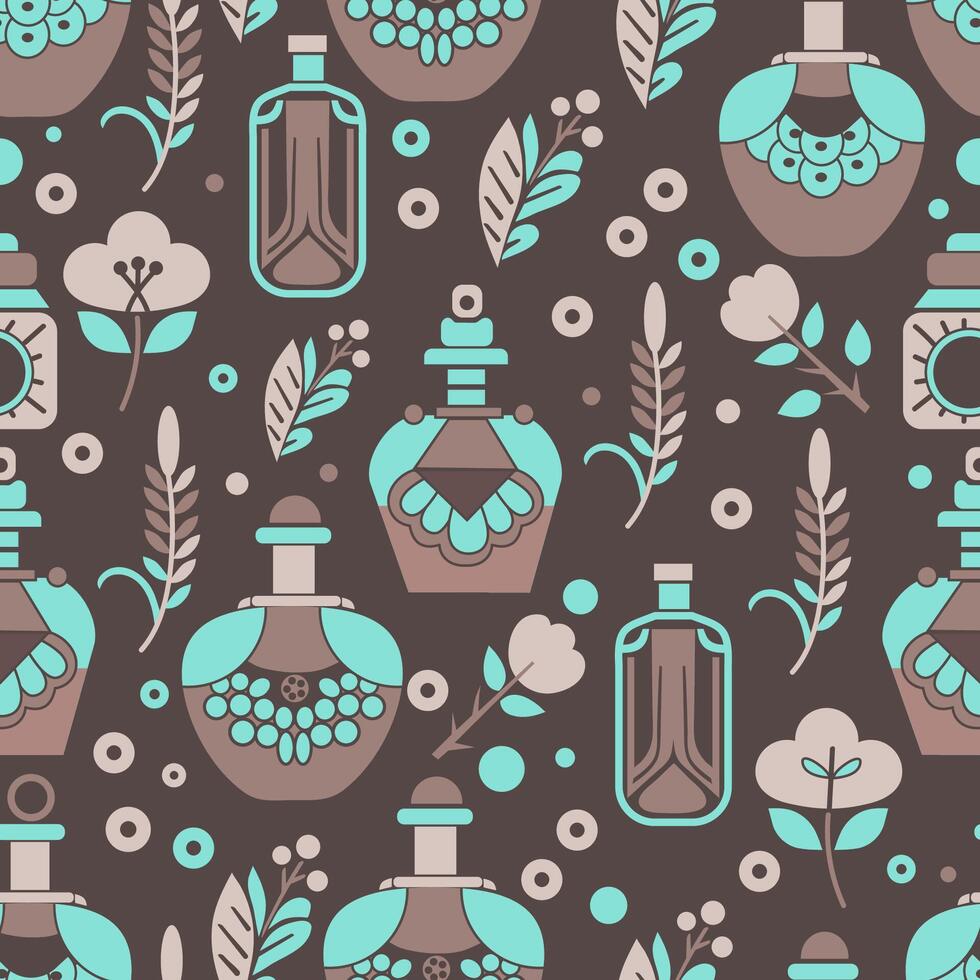 beautiful perfume bottles on a dark background vector