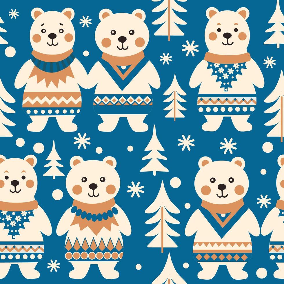white northern bears with an ornament vector