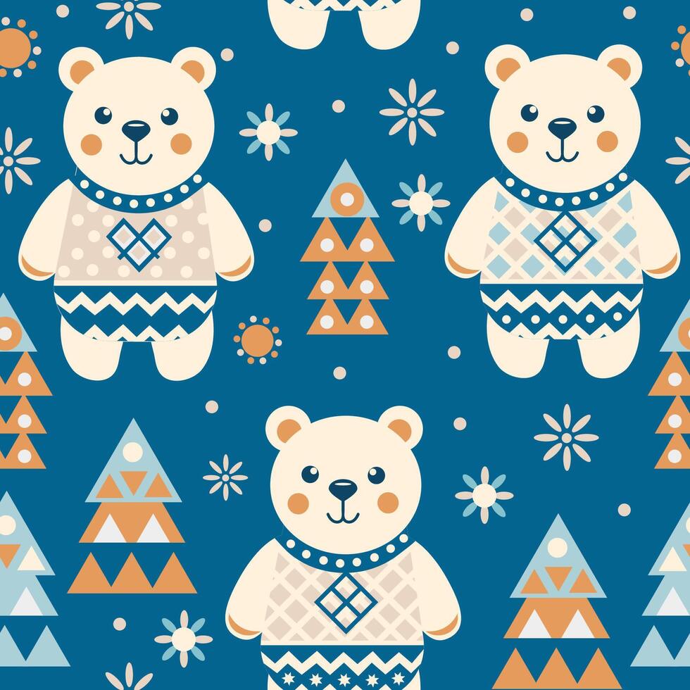 polar bears on a blue background vector