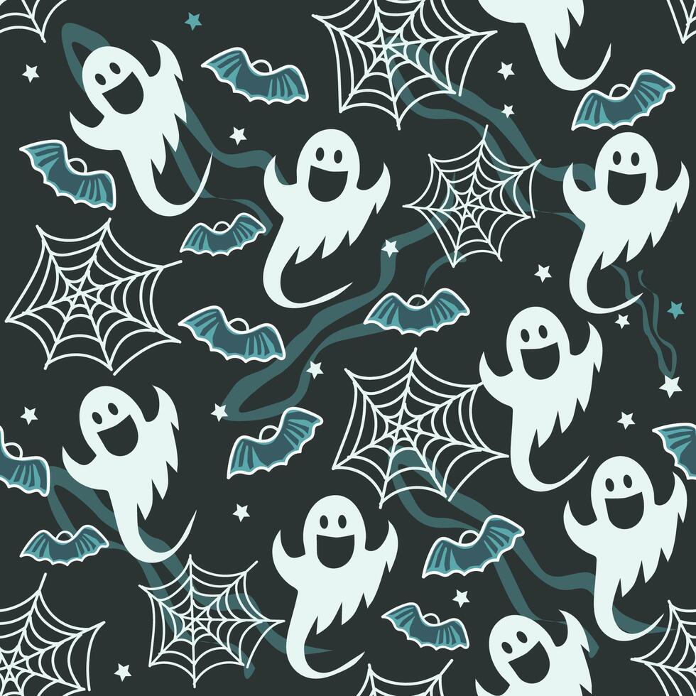 ghosts with bats in the night sky vector