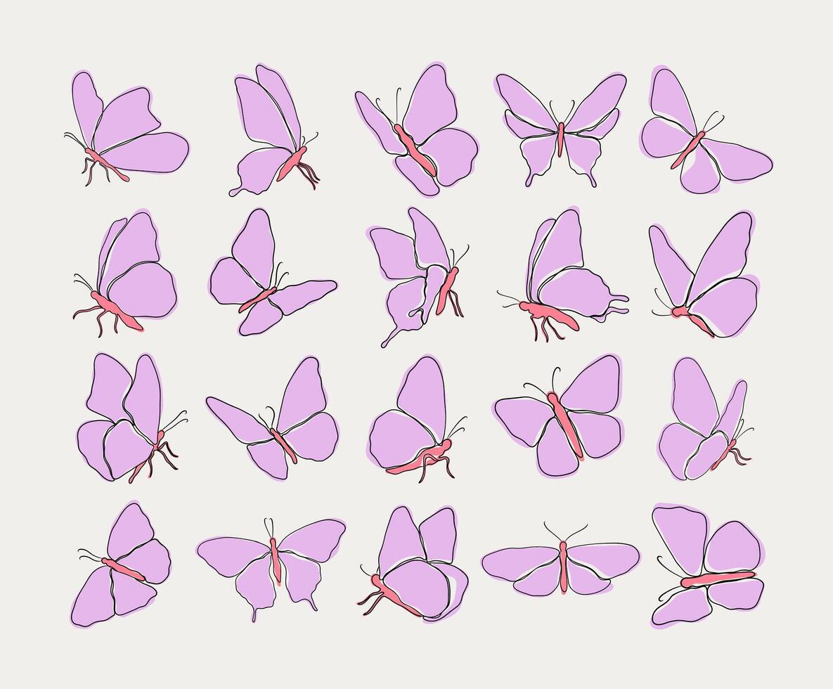 Pink Butterfly Collection vector