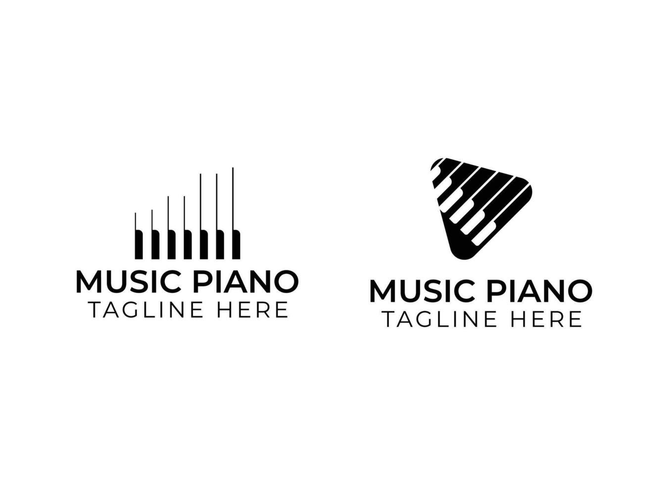 Minimalist and simple piano instrumental music logo design vector