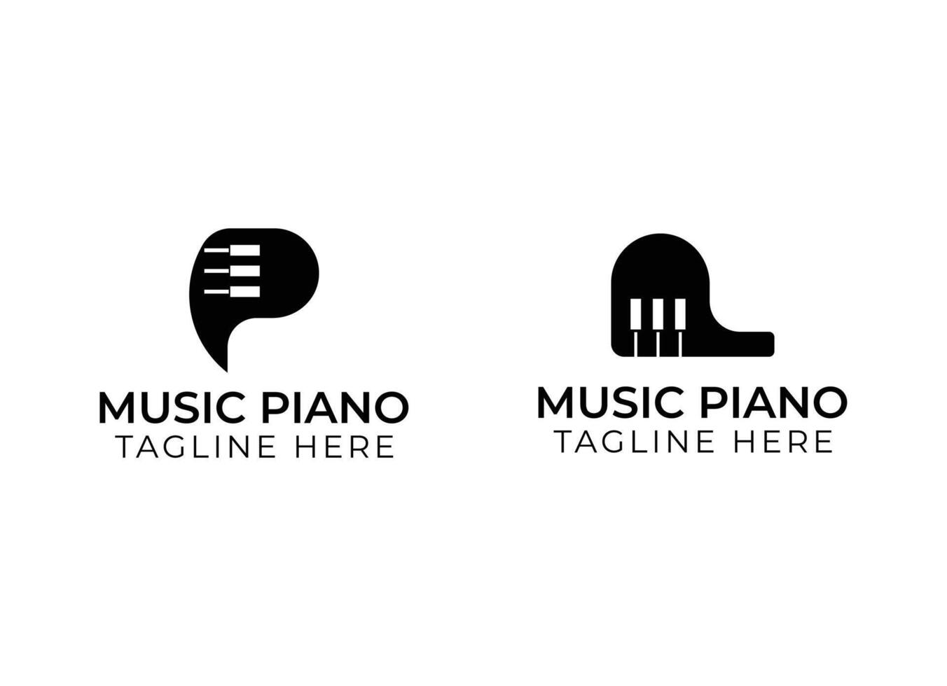 Minimalist and simple piano instrumental music logo design vector