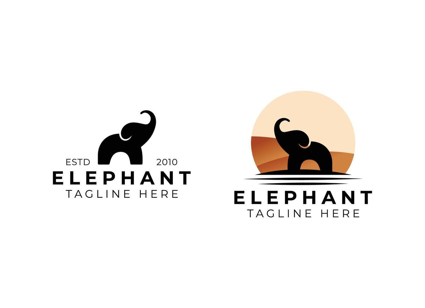 African Elephant element. Silhouette of elephant logo design vector