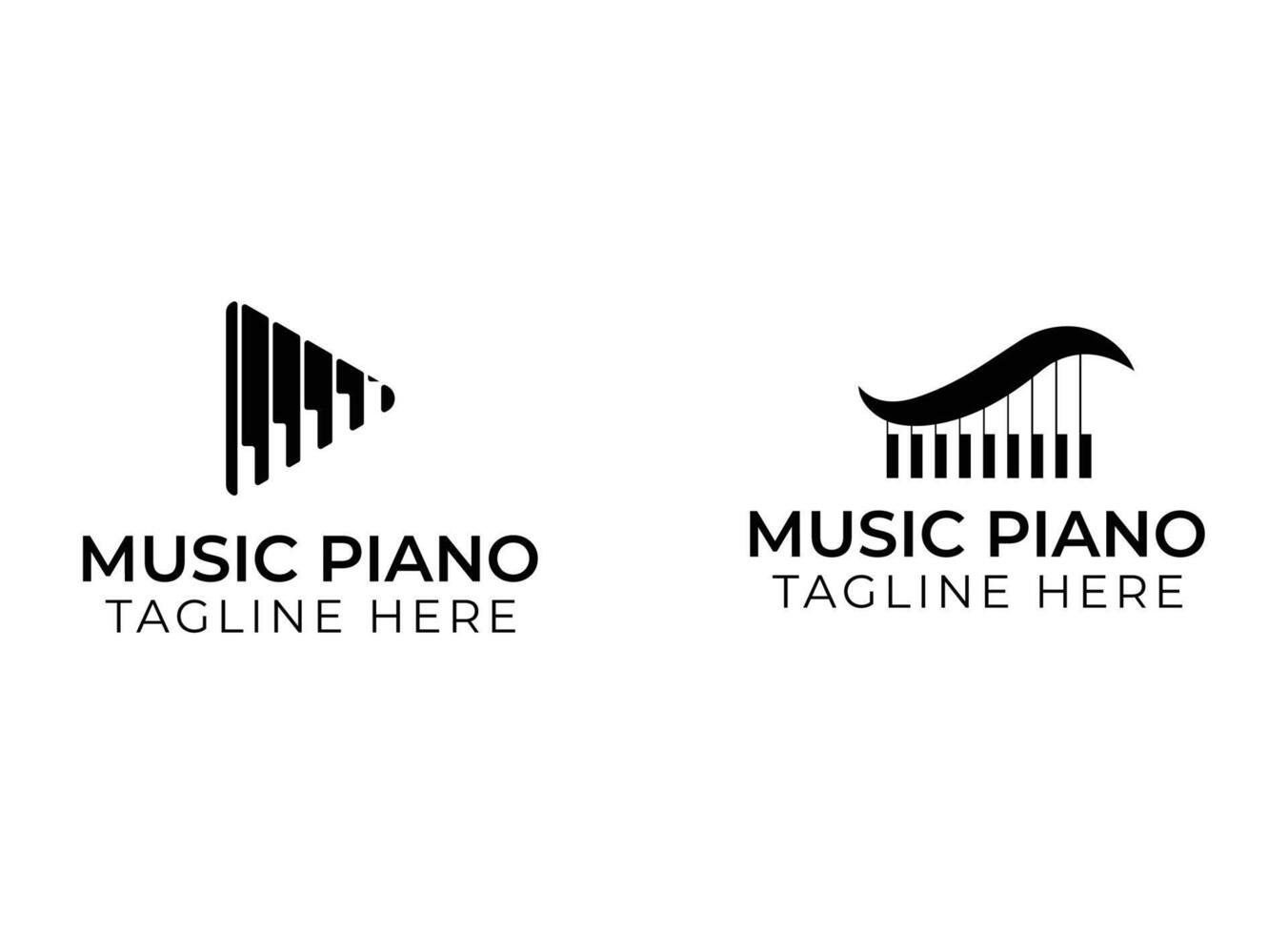 Minimalist and simple piano instrumental music logo design vector
