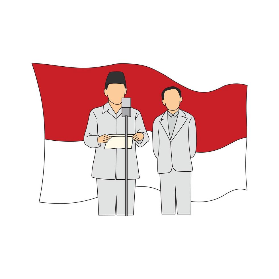 The Proclamation of Indonesian Independence by Sukarno Isolated on White vector