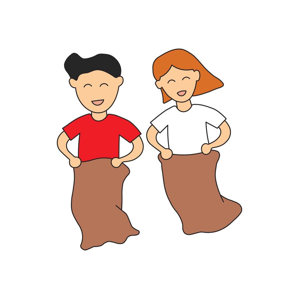 Traditional Indonesian games during Independence Day include the balap karung sack race vector