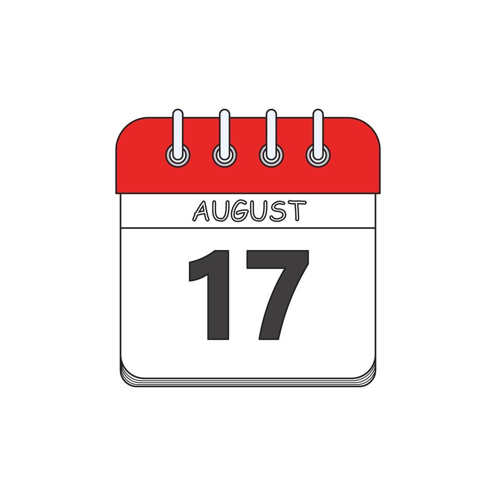 cartoon illustration august 17 icon Isolated on White vector