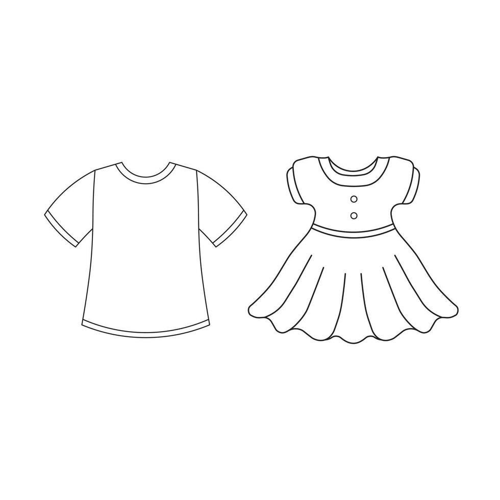 Hand drawn cartoon illustration children's apparel icon Isolated on White vector